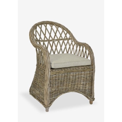 Bayside Round Rattan Back Arm Chair With An Argyle Patterned Back Set Modish Store