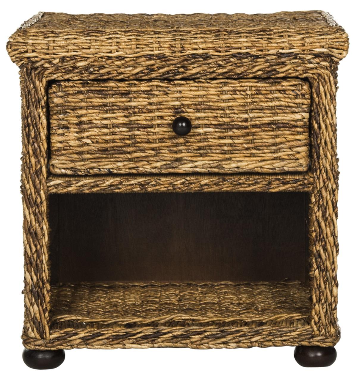 Safavieh Magi Natural Brown Wicker Nightstand With Drawer And 8"H Storage | Nightstands | Modishstore - 1