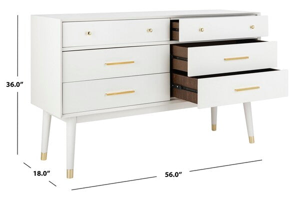 Safavieh Madden Retro Dresser - White and Brass | Dressers | Modishstore - 3