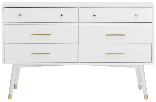 Safavieh Madden Retro Dresser - White and Brass | Dressers | Modishstore - 2