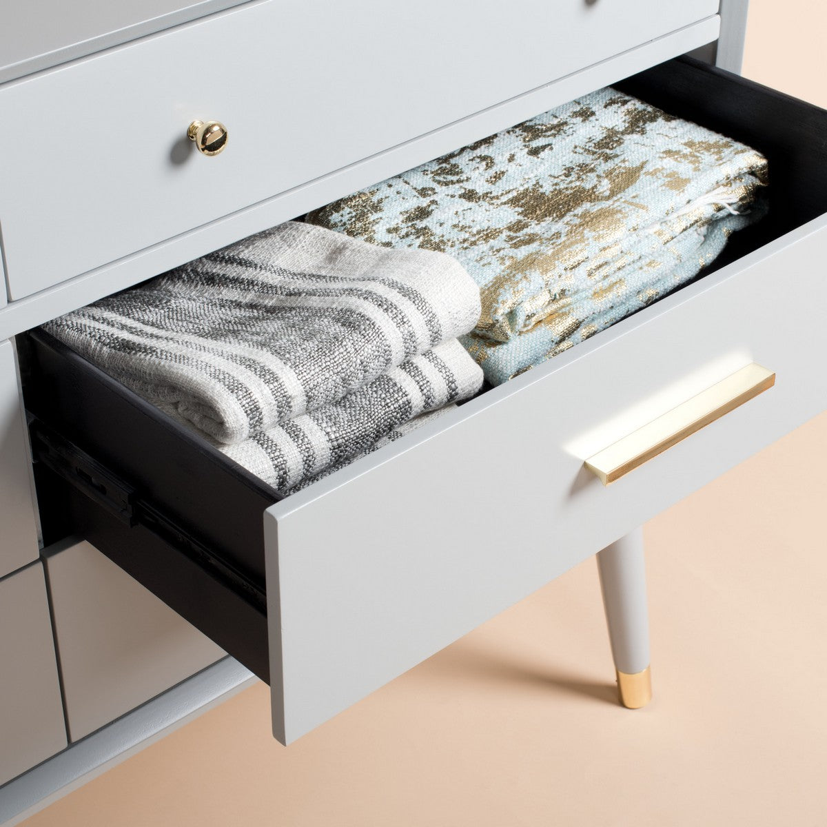 Safavieh Madden Retro Dresser - Gray and Brass | Dressers | Modishstore - 5