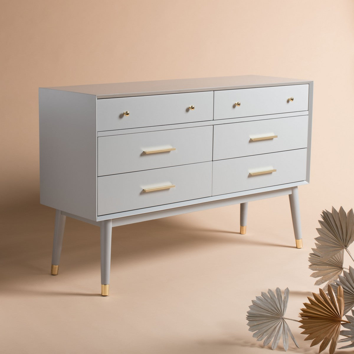 Safavieh Madden Retro Dresser - Gray and Brass | Dressers | Modishstore