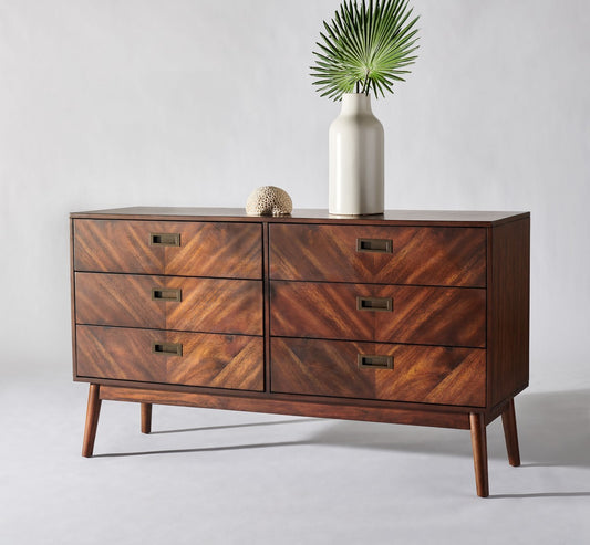 Safavieh Donald 6 Drawer Dresser - Dark Walnut | Dressers | Modishstore