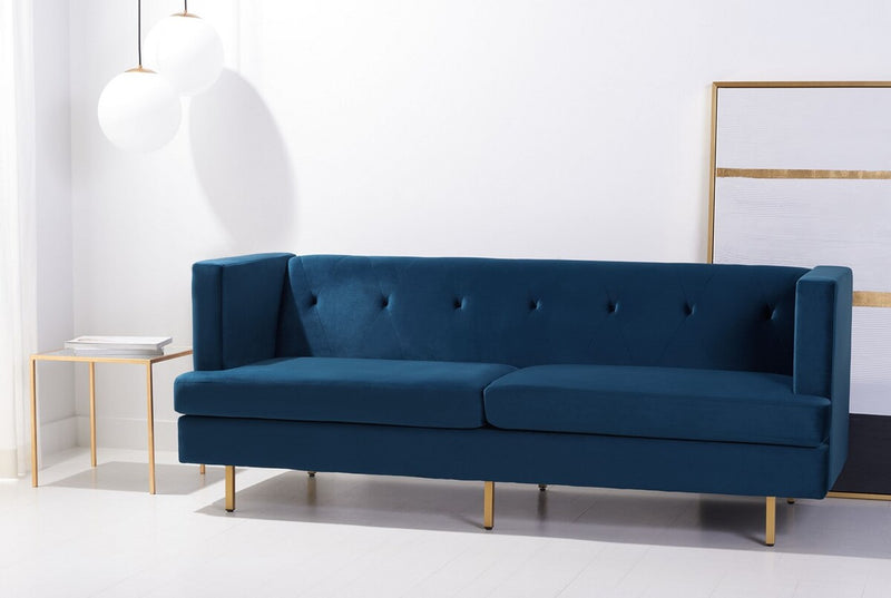 Safavieh Konrad Velvet Sofa - Navy | Sofas | Modishstore