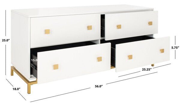 Safavieh Claudette 4 Drawer Dresser - White | Dressers | Modishstore - 3