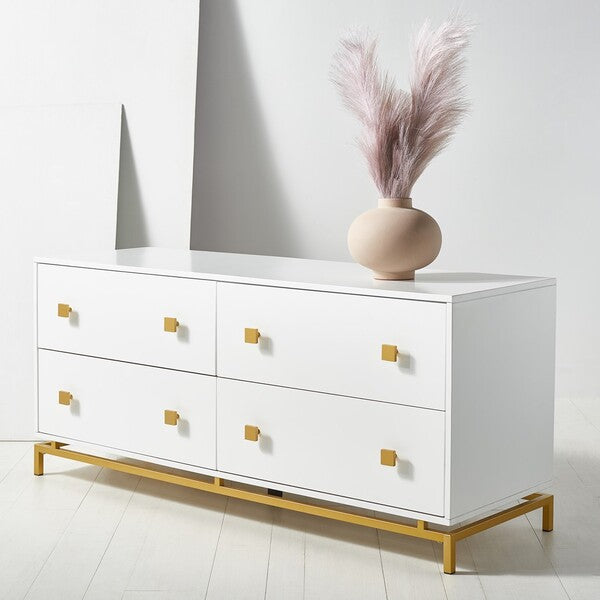 Safavieh Claudette 4 Drawer Dresser - White | Dressers | Modishstore