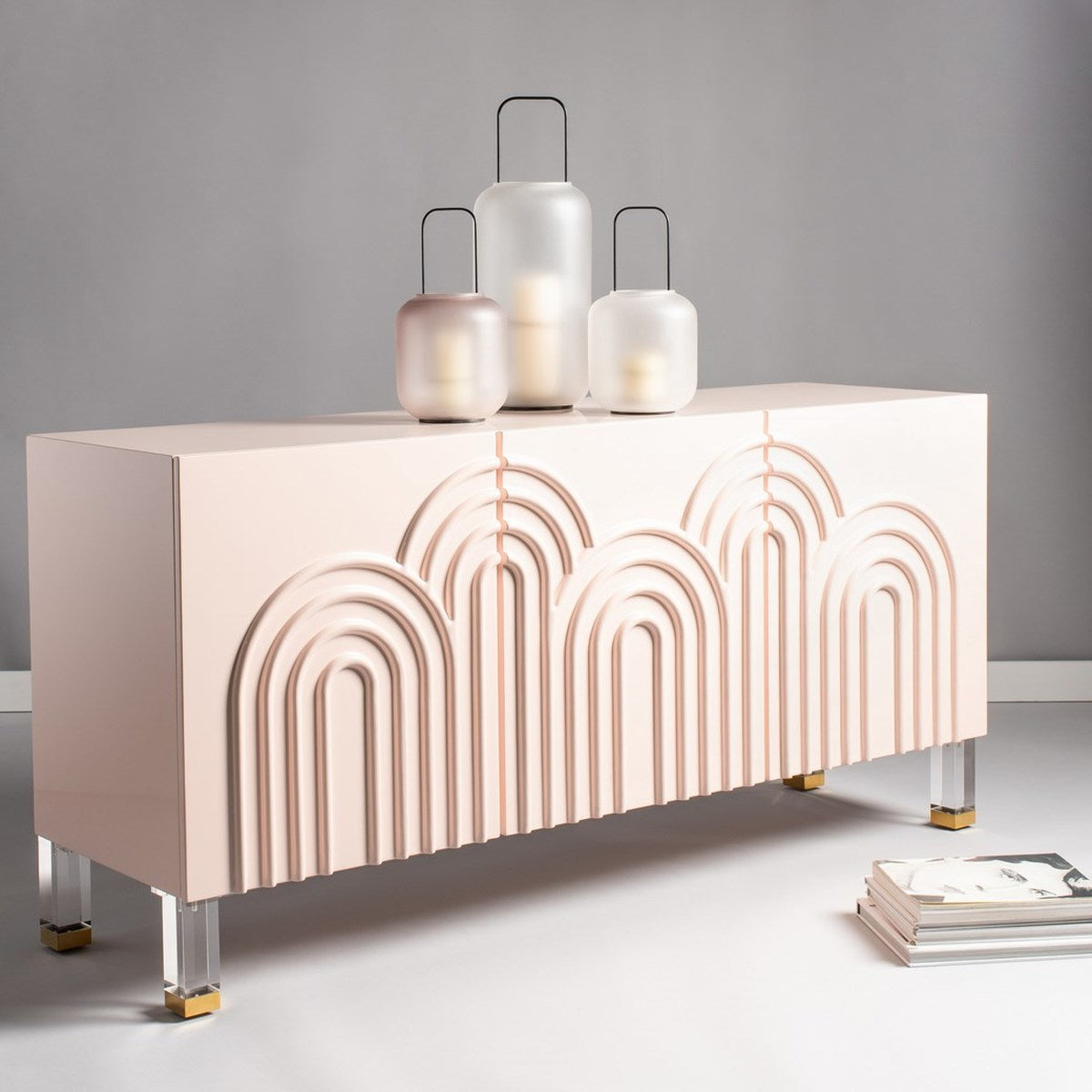 Safavieh Saturn Wave Acrylic Sideboard - Light Pink | Sideboards | Modishstore