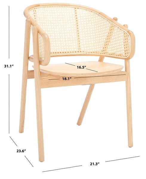 Safavieh Emmy Rattan Back Dining Chair - Natural | Dining Chairs | Modishstore - 3