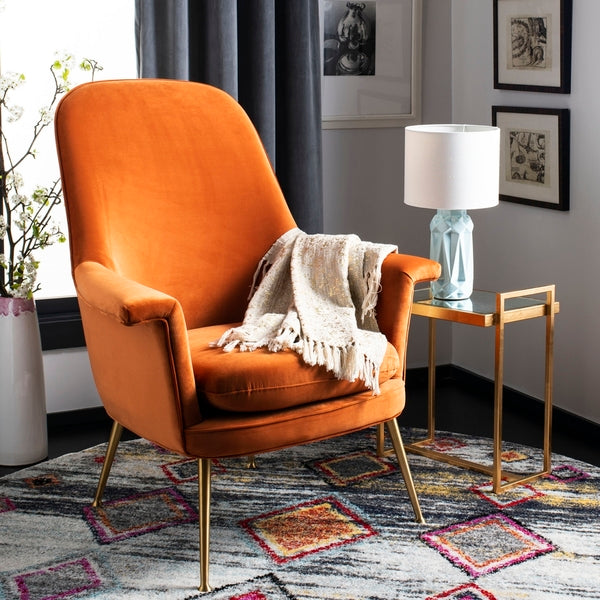 Safavieh Aimee Velvet Arm Chair - Sienna | Accent Chairs | Modishstore