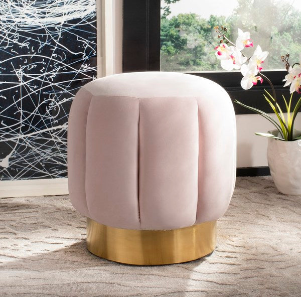 Safavieh Maxine Channel Tufted Otttoman - Pink | Ottomans | Modishstore