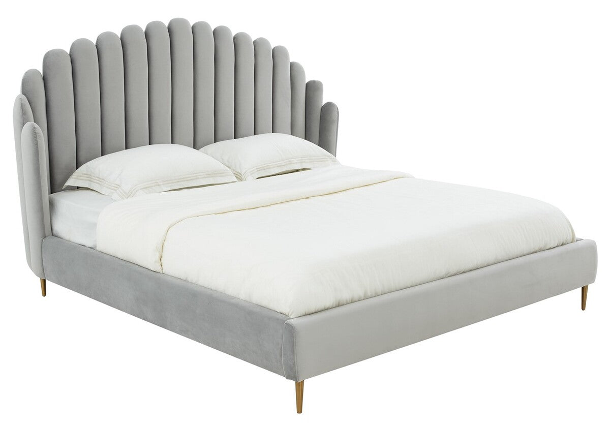 Safavieh Rosabella Channel Tufted Bed - Light Gray | Beds | Modishstore - 4