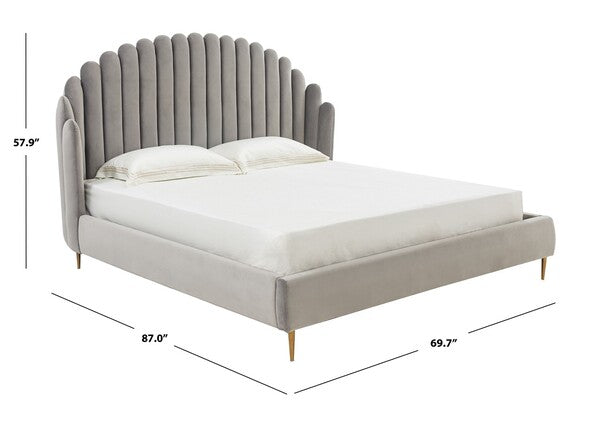 Safavieh Rosabella Channel Tufted Bed - Light Gray | Beds | Modishstore - 5