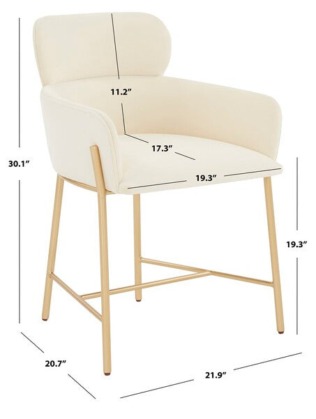 Safavieh Charlize Velvet Dining Chair - Ivory | Dining Chairs | Modishstore - 5