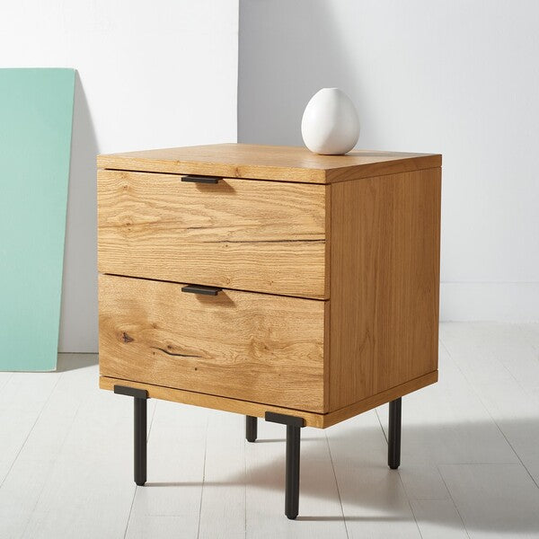 Safavieh Elizabella 2 Drawer Wood Night - Oak | Nightstands | Modishstore