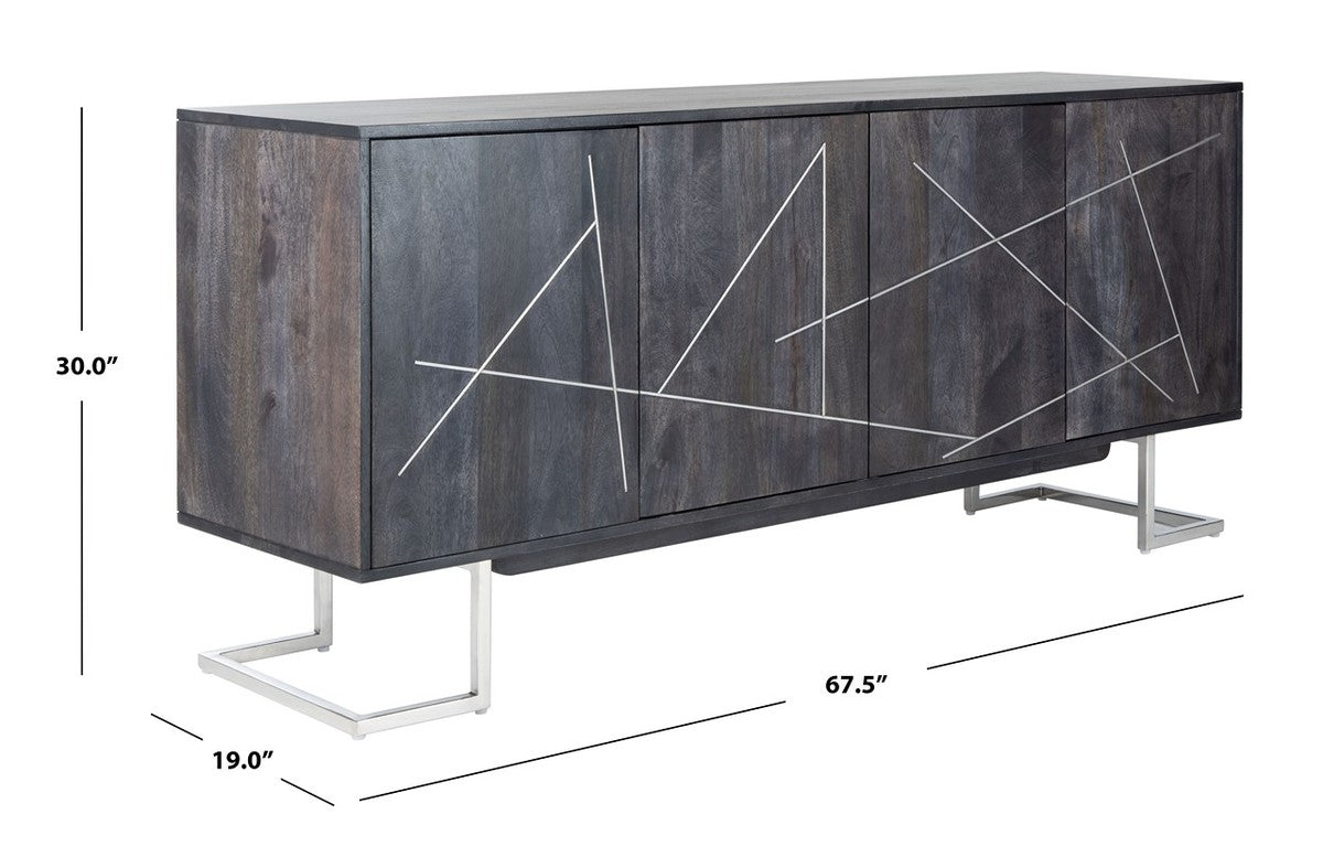 Safavieh Penn Geometric 4 Door Sideboar - Black | Sideboards | Modishstore - 4