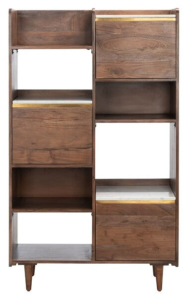 Safavieh Milana Marble Bookcase - Walnut | Bookcases | Modishstore - 2