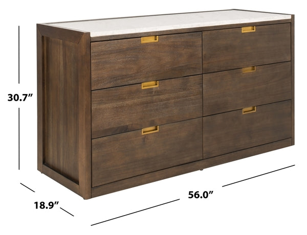 Safavieh Adeline 6 Drawer Dresser - Dark Chocolate | Dressers | Modishstore - 3