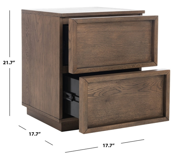 Safavieh Zeus 2 Drawer Nightstand - Medium Oak | Nightstands | Modishstore - 3