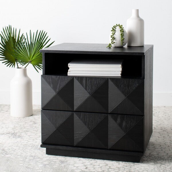 Safavieh Patty 2 Drawer Nightstand - Black | Nightstands | Modishstore