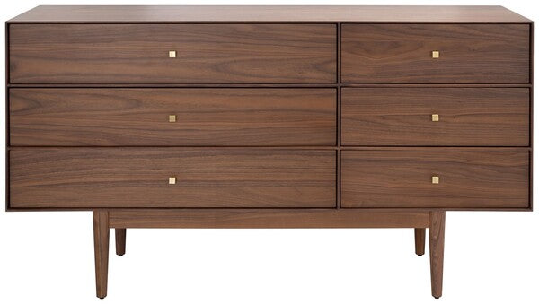 Safavieh Ever 6 Drawer Dresser - Walnut | Dressers | Modishstore - 2