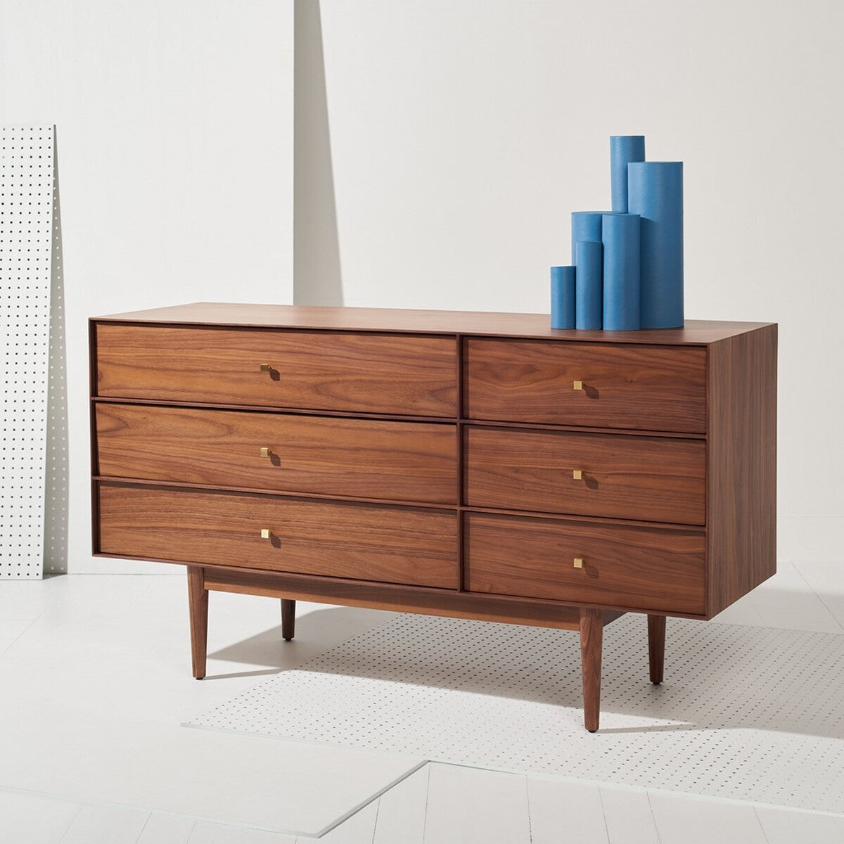 Safavieh Ever 6 Drawer Dresser - Walnut | Dressers | Modishstore