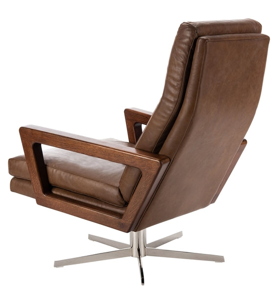 Safavieh Damien Swivel Arm Chair - Chocolate | Accent Chairs | Modishstore - 5