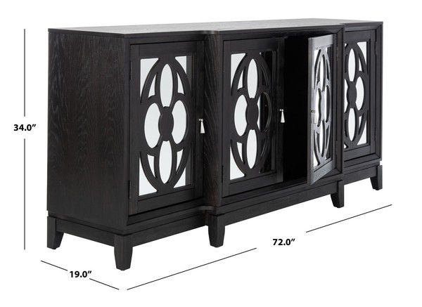 Safavieh Madeleine Mirrored Sideboard - Black | Sideboards | Modishstore - 3