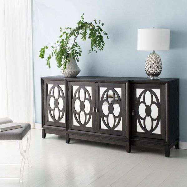 Safavieh Madeleine Mirrored Sideboard - Black | Sideboards | Modishstore