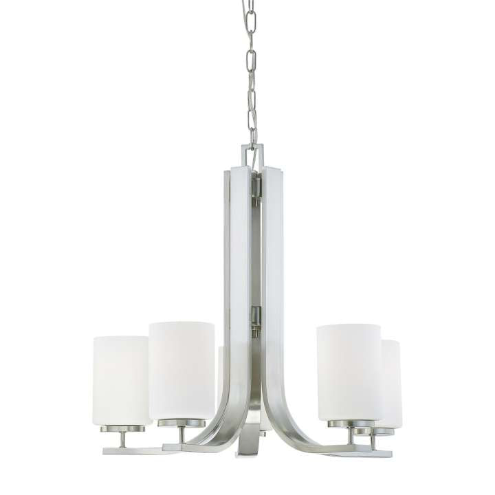 Pendenza 5-Light Chandelier in Brushed Nickel | Chandeliers | Modishstore