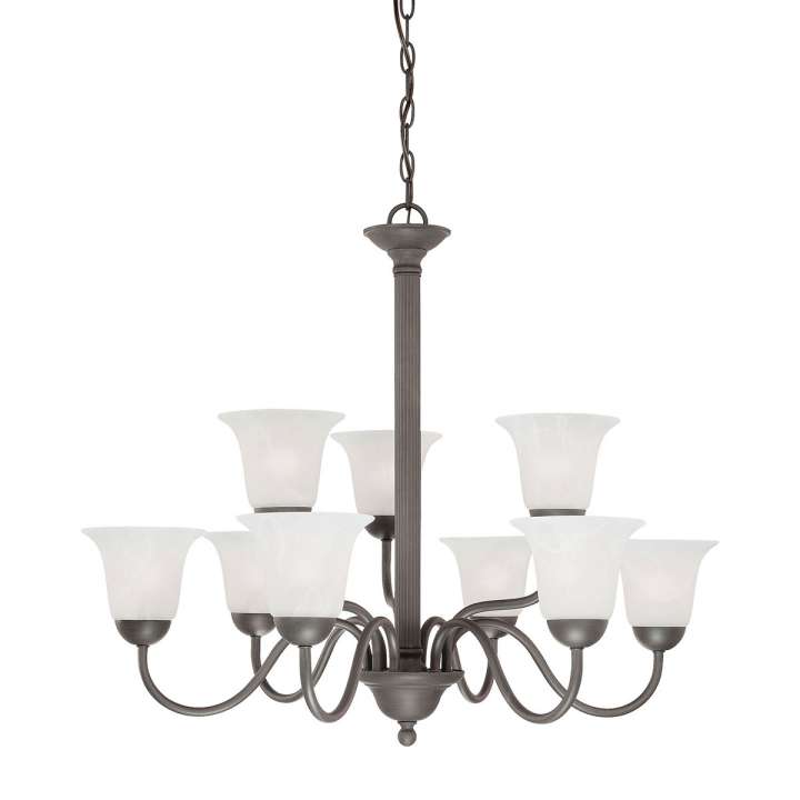 Riva 9-Light Chandelier in Painted Bronze | Chandeliers | Modishstore