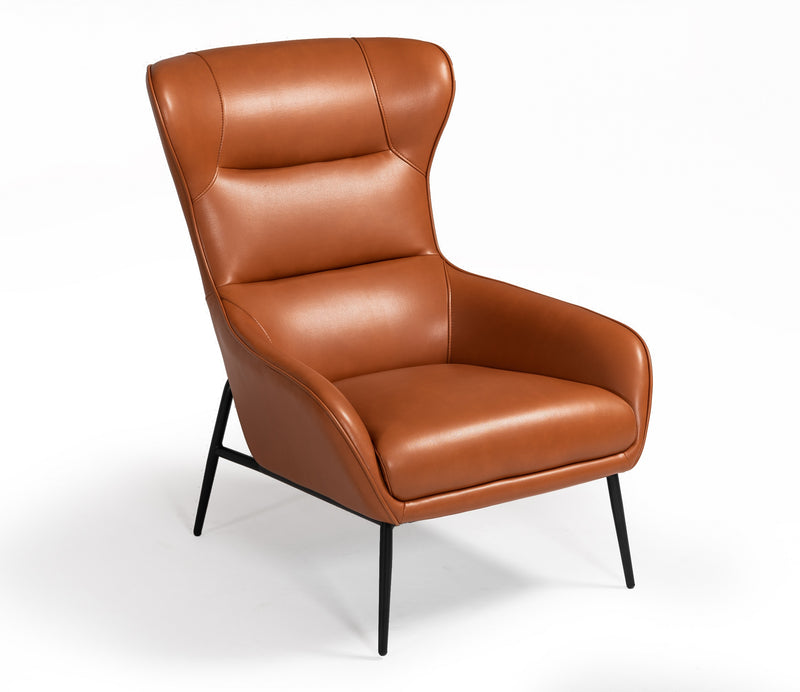 Divani Casa Susan Modern Orange Leatherette Lounge Chair | Accent Chairs | Modishstore - 1