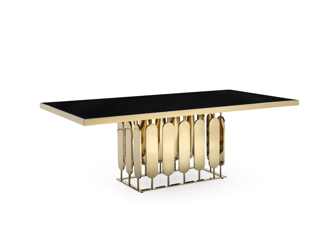 Modrest Griffith Modern Black Glass & Gold Dining Table-2