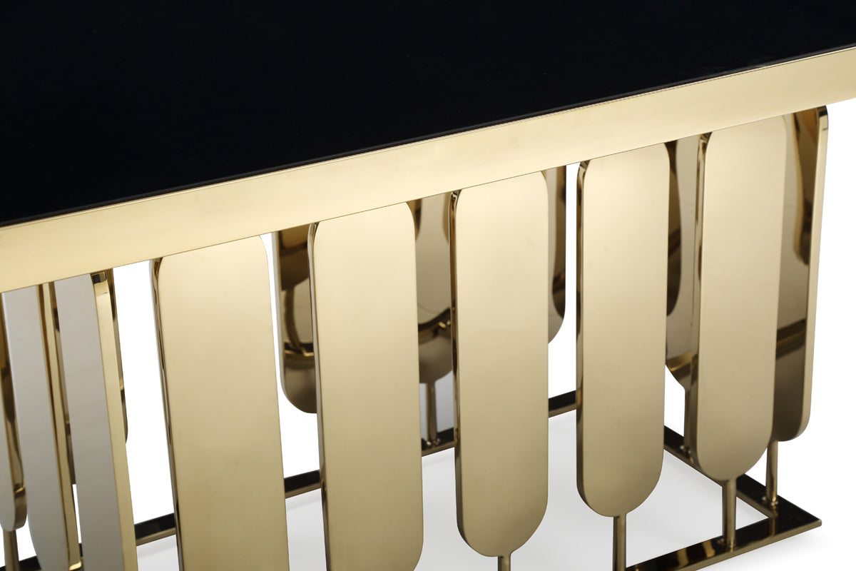 Modrest Griffith Modern Black Glass & Gold Dining Table-6
