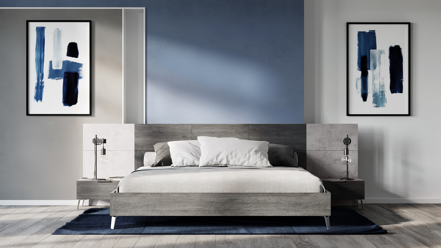 Nova Domus Bronx Italian Modern Faux Concrete & Grey Bed | Beds | Modishstore - 1