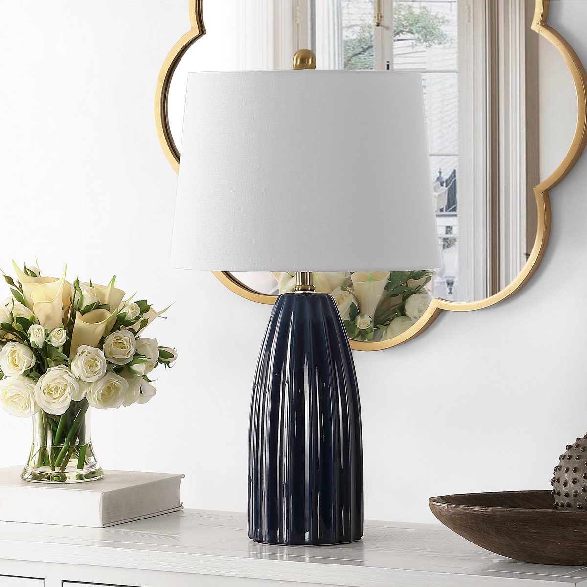 Safavieh Kayden Ceramic Table Lamp - Navy Blue | Table Lamps | Modishstore - 3