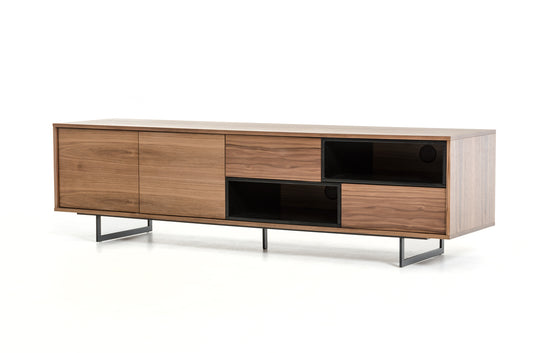 Modrest Torlonia Modern Walnut & Black TV Stand | TV Stands | Modishstore - 1