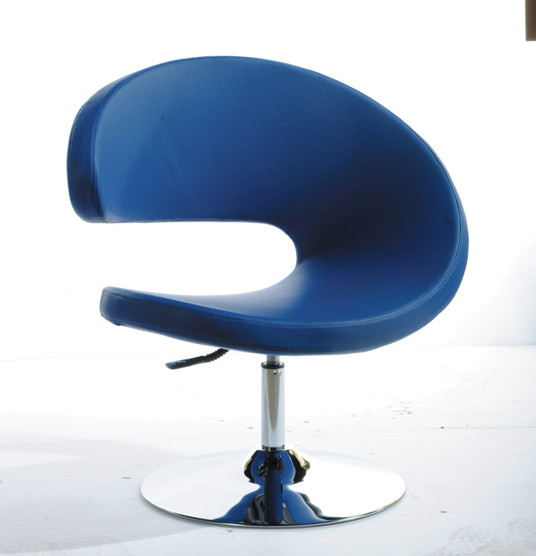 Modrest Adara Modern Blue Leatherette Lounge Chair | Accent Chairs | Modishstore - 1