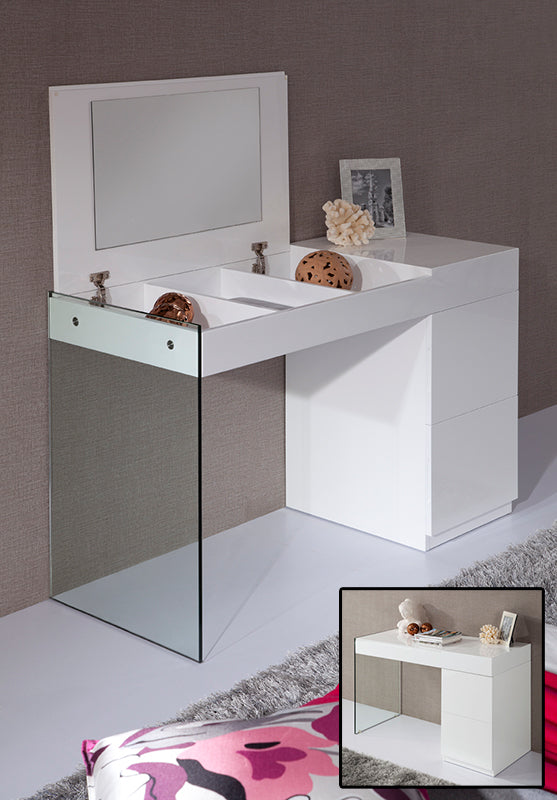 Modrest Volare - Modern White Floating Glass Vanity With Mirror | Bathroom Accessories | Modishstore - 2