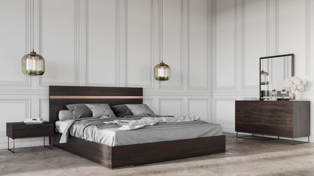 Nova Domus Benzon Italian Modern Dark Rovere Bed | Beds | Modishstore - 3