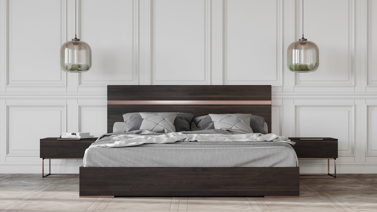 Nova Domus Benzon Italian Modern Dark Rovere Bed | Beds | Modishstore - 1