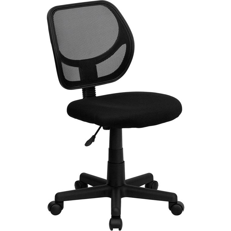 Low Back Black Mesh Swivel Task Office Chair With Curved Square Back By Flash Furniture | Office Chairs | Modishstore - 1