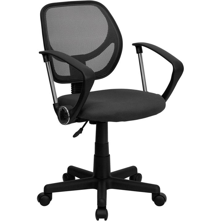 Low Back Gray Mesh Swivel Task Office Chair With Arms By Flash Furniture | Office Chairs | Modishstore - 1