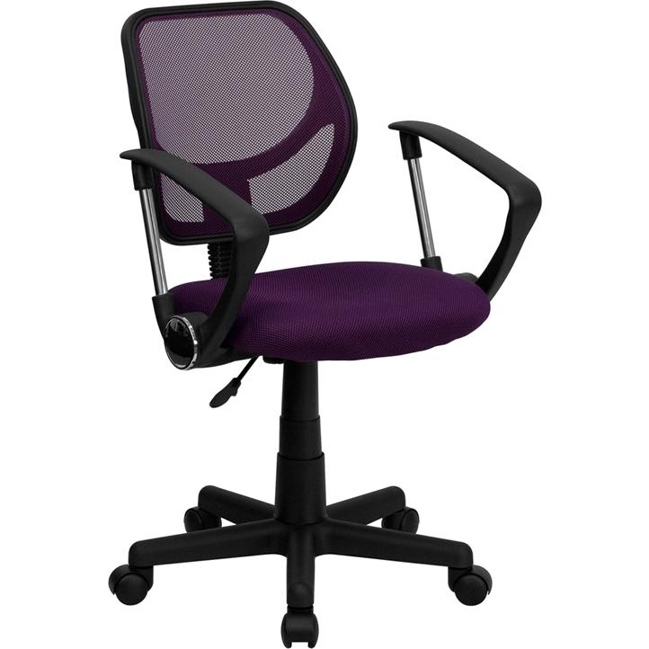 Low Back Purple Mesh Swivel Task Office Chair With Arms By Flash Furniture | Office Chairs | Modishstore - 1