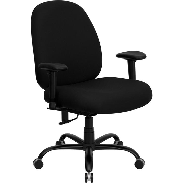 Hercules Series Big & Tall 400 Lb. Rated Black Fabric Executive Ergonomic Office Chair With Adjustable Back And Arms By Flash Furniture | Office Chairs | Modishstore - 1