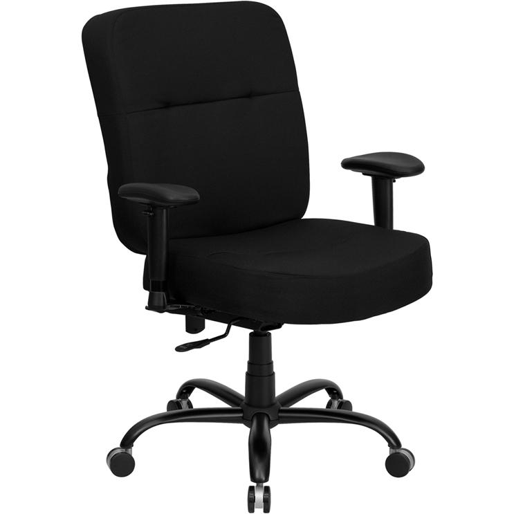 Hercules Series Big & Tall 400 Lb. Rated Black Fabric Rectangular Back Ergonomic Office Chair With Arms By Flash Furniture | Office Chairs | Modishstore - 1