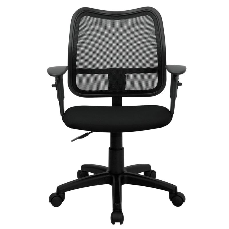 Mid-Back Black Mesh Swivel Task Office Chair With Adjustable Arms By Flash Furniture | Office Chairs | Modishstore - 4