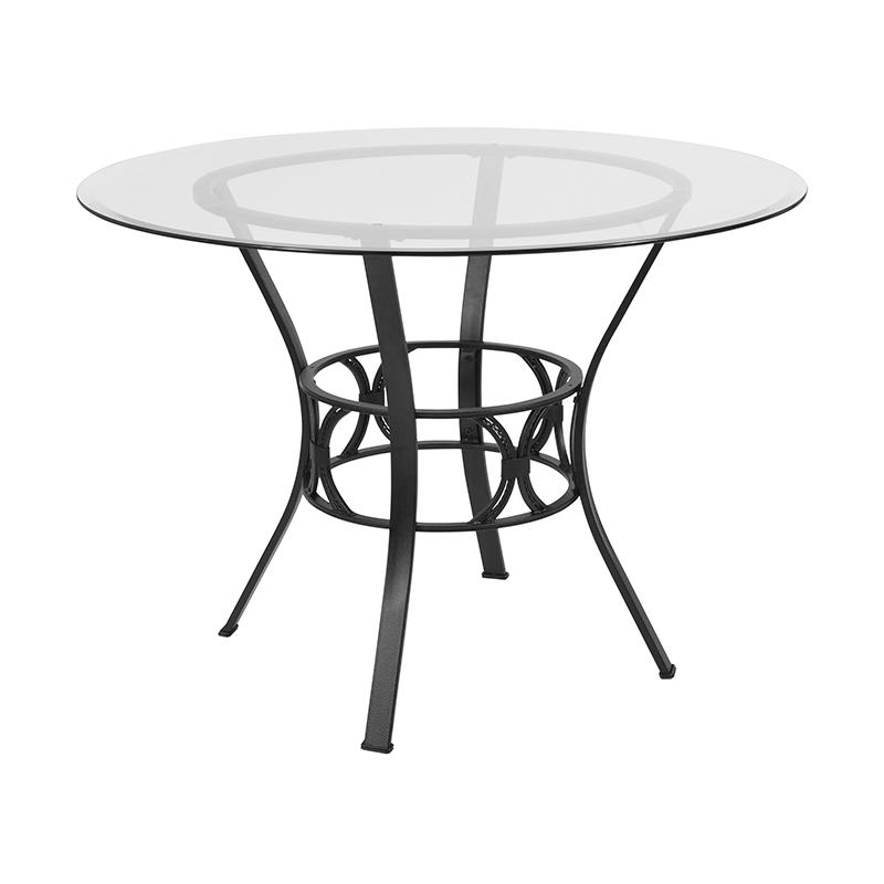 Carlisle 42'' Round Glass Dining Table With Black Metal Frame By Flash Furniture | Dining Tables | Modishstore - 1